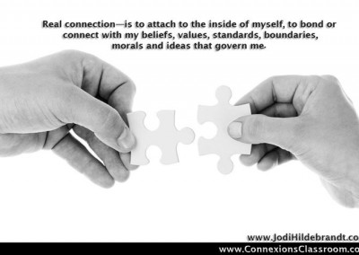 Real connection is to attach to the inside of myself, to bond or connect with my beliefs, values, standards, boundaries, morals and ideas that govern me.